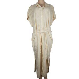 Loft Outlet women's yellow multi shirt dress size L